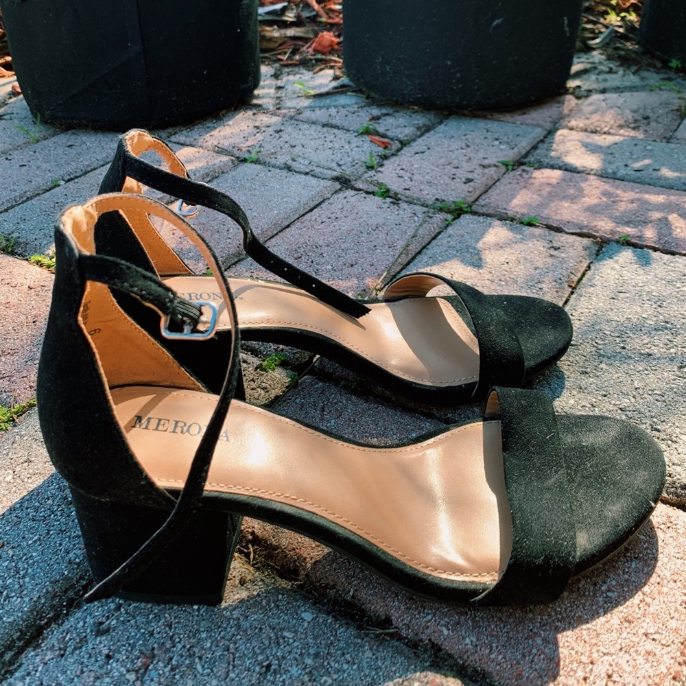 Black Merona Block Heels, Size 6